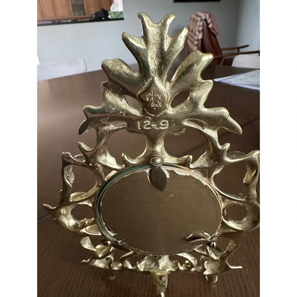 Virginia Metalcrafters‎ Ornate Heavy Brass Tabletop Mantel Vintage Picture Frame
